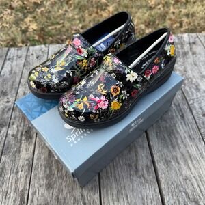 Spring Step Professional Valor-Floret Black Multi Floral Clogs Women's 7.5